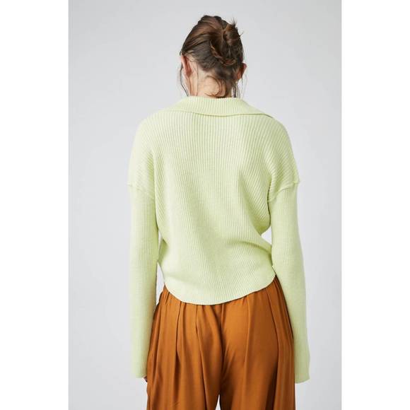NEW FREE PEOPLE ella sweater shirt in key lime pie - Picture 3 of 3